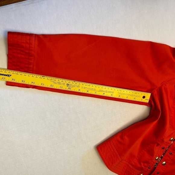 Lane Bryant open jacket blazer orange with gold buttons Sz-14.  N20 - Picture 7 of 9